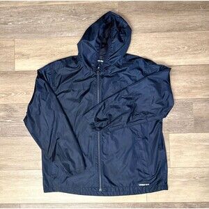 Lands' End Jacket Packable Men's XL Blue Hood Windbreaker Lightweight Mesh Lined